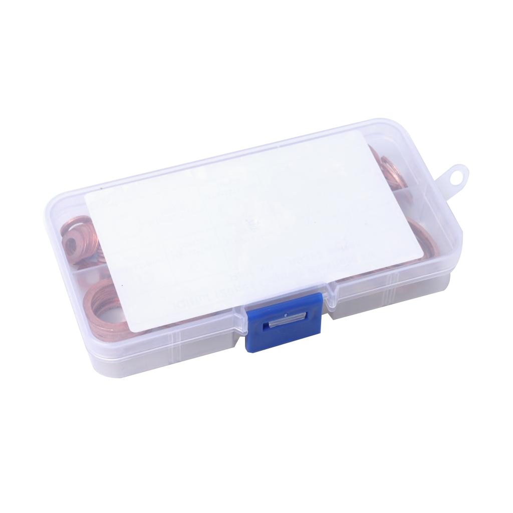 120 pièces. Boîte de joints en cuivre, joint d'huile de recuit. Ensemble de joints en cuivre – Image 2