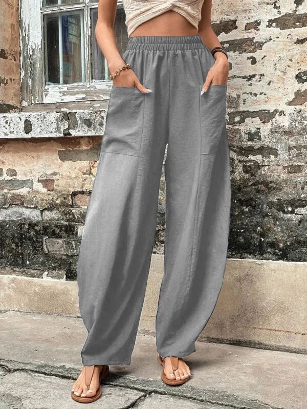 Pantalon de harem pour femmes avec poches taille haute. Pantalon de plage décontracté. Pantalon ample – Image 3