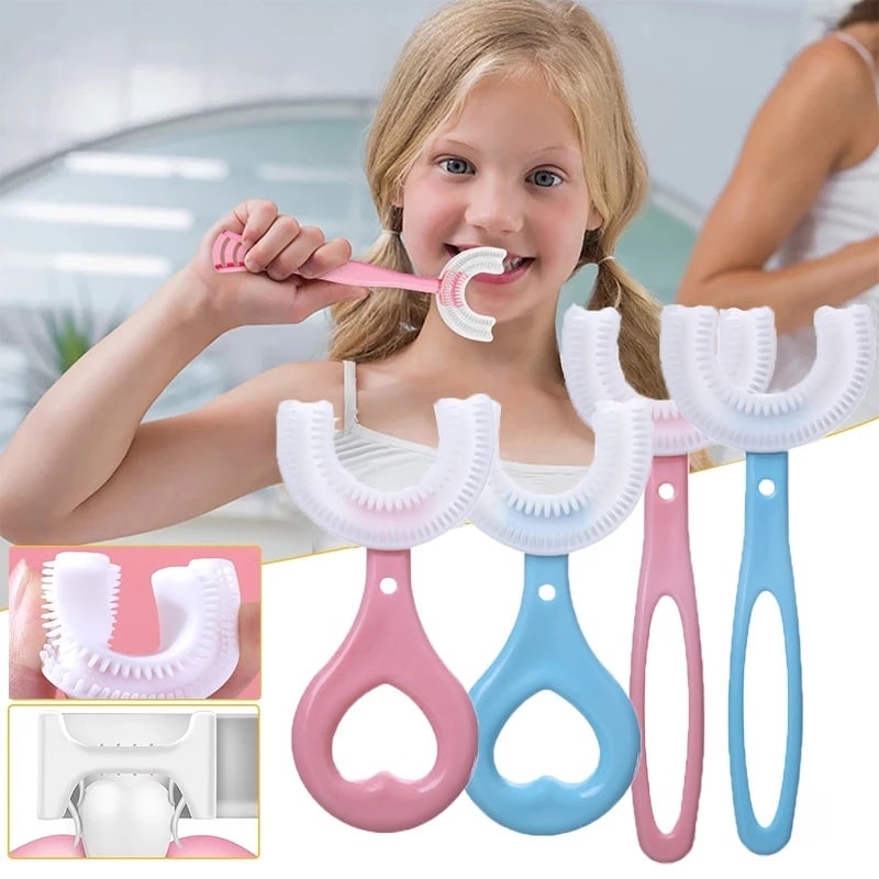 Brosse à dents en silicone souple en forme de U pour enfants