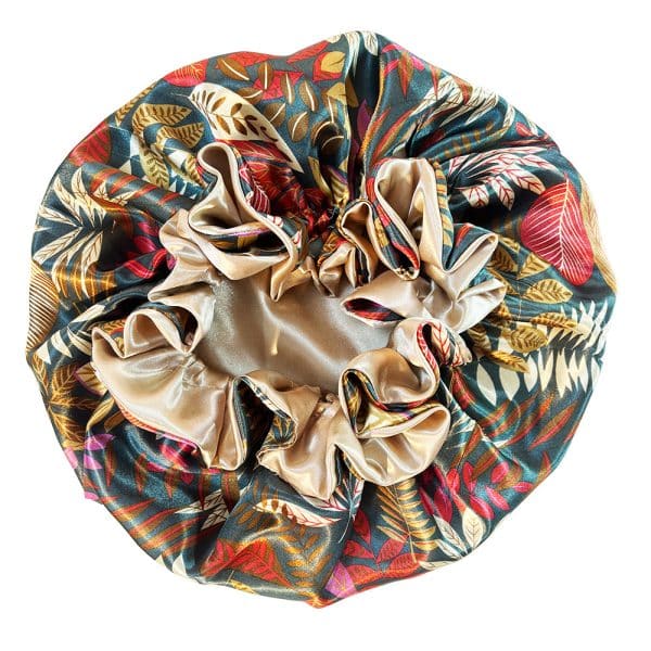 Bonnet de nuit en satin à double couches élastiques imprimé à la mode pour femmes – Image 8