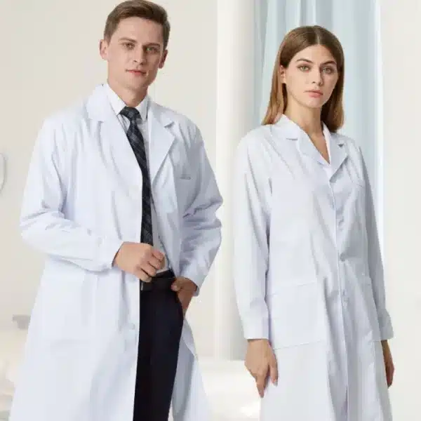 Blouse blanche à manches longues en coton pour hommes et femmes