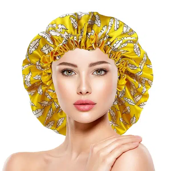 Bonnet de nuit en satin à double couches élastiques imprimé à la mode pour femmes