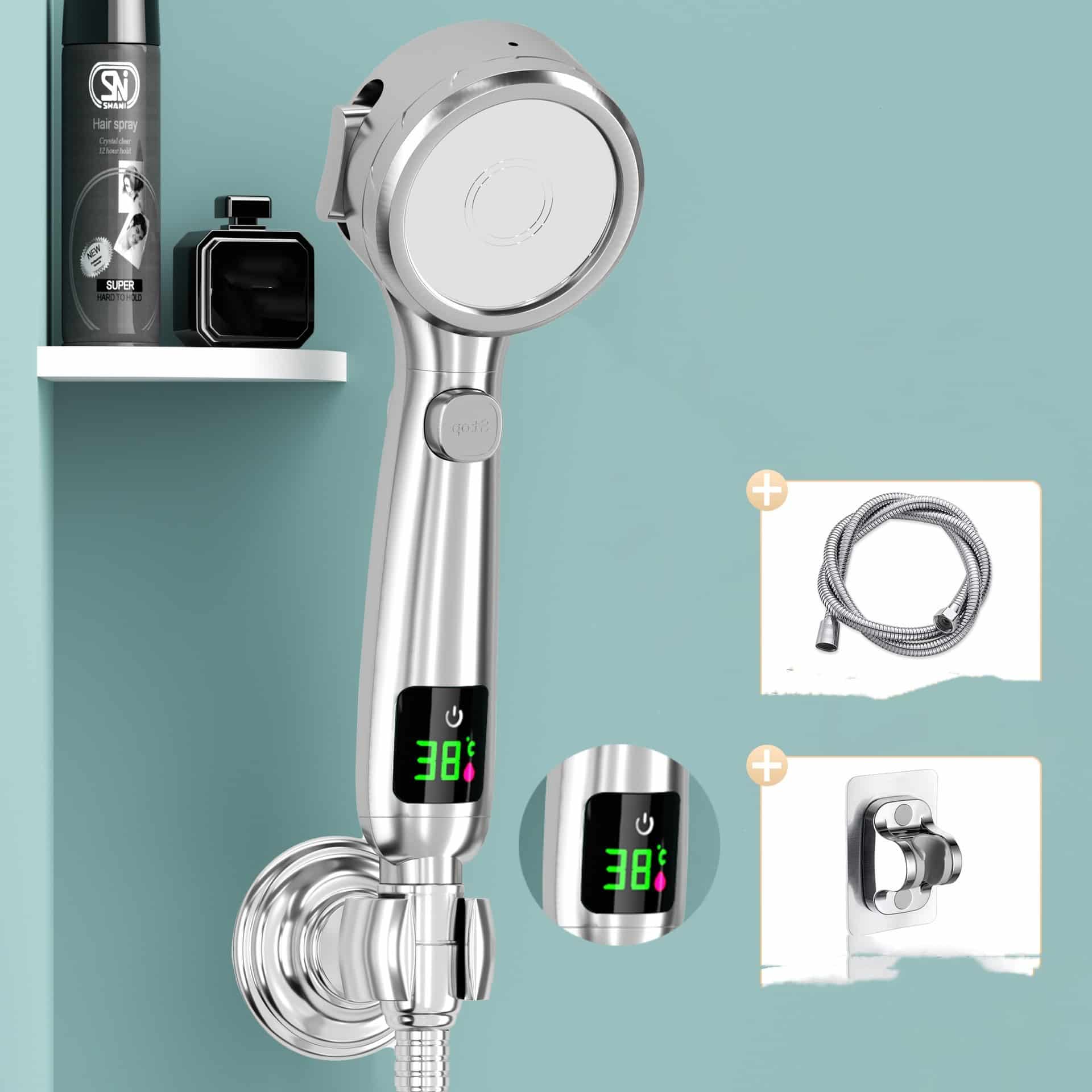 Pommeau de douche à main de douche circulaire domestique – Image 6