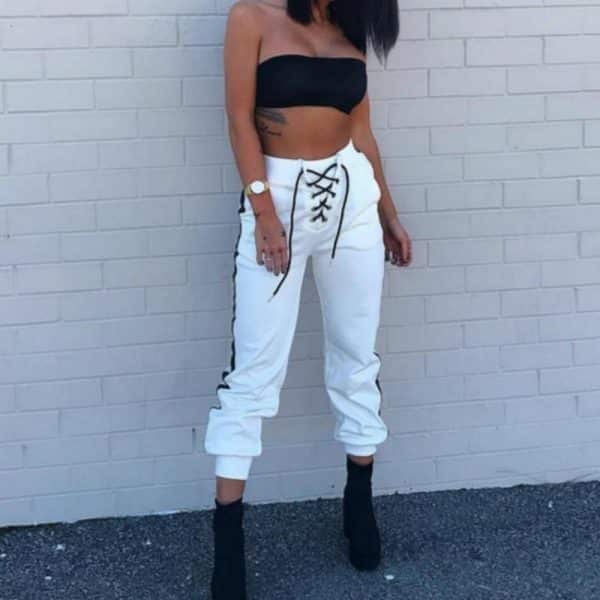Pantalon taille haute en corde croisée pour femmes – Image 4