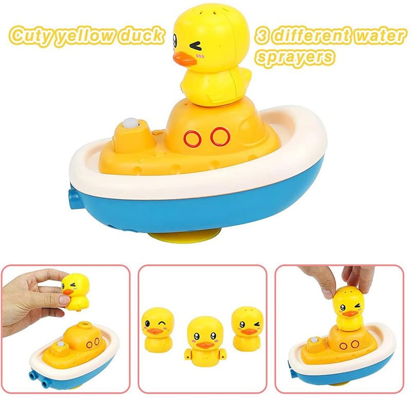 Enfants jouant dans l'eau. Bébé Petit canard jaune. Jet d'eau électrique – Image 4