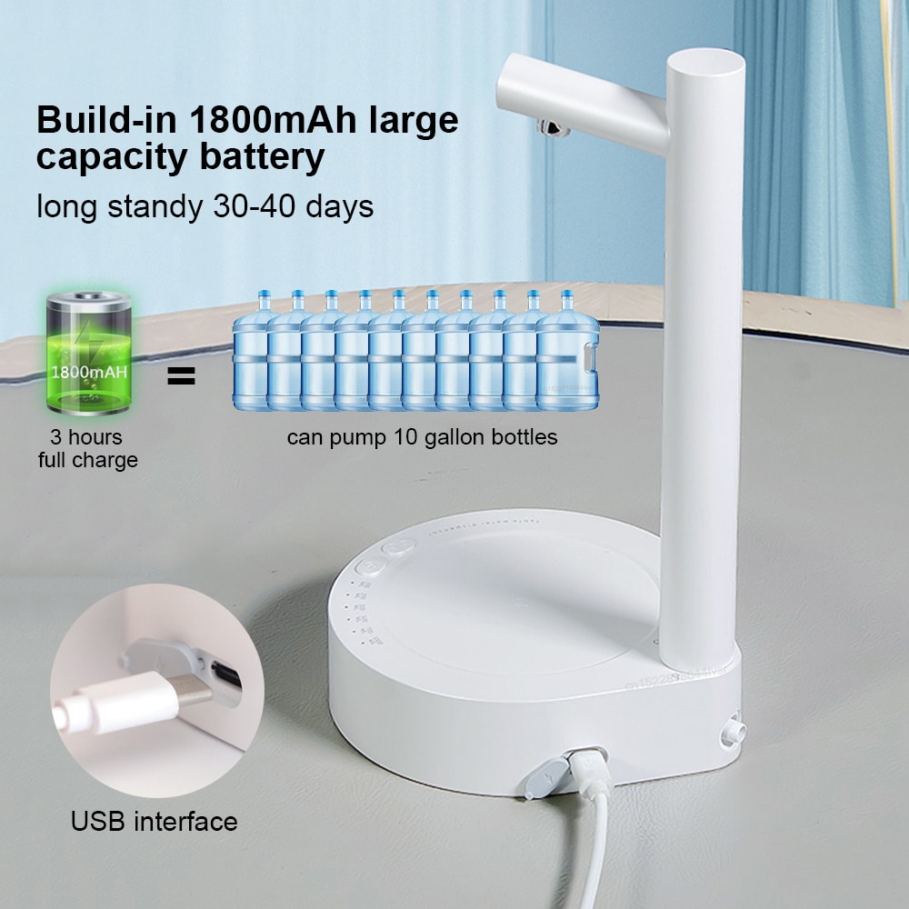 Distributeur de bureau. Pompe à eau électrique. Distributeur automatique de pompe à bouteille d'eau. Distributeur de pompe à eau rechargeable – Image 4