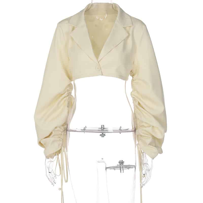 Haut court à manches longues avec cordon de serrage. Chemise pour femmes – Image 2