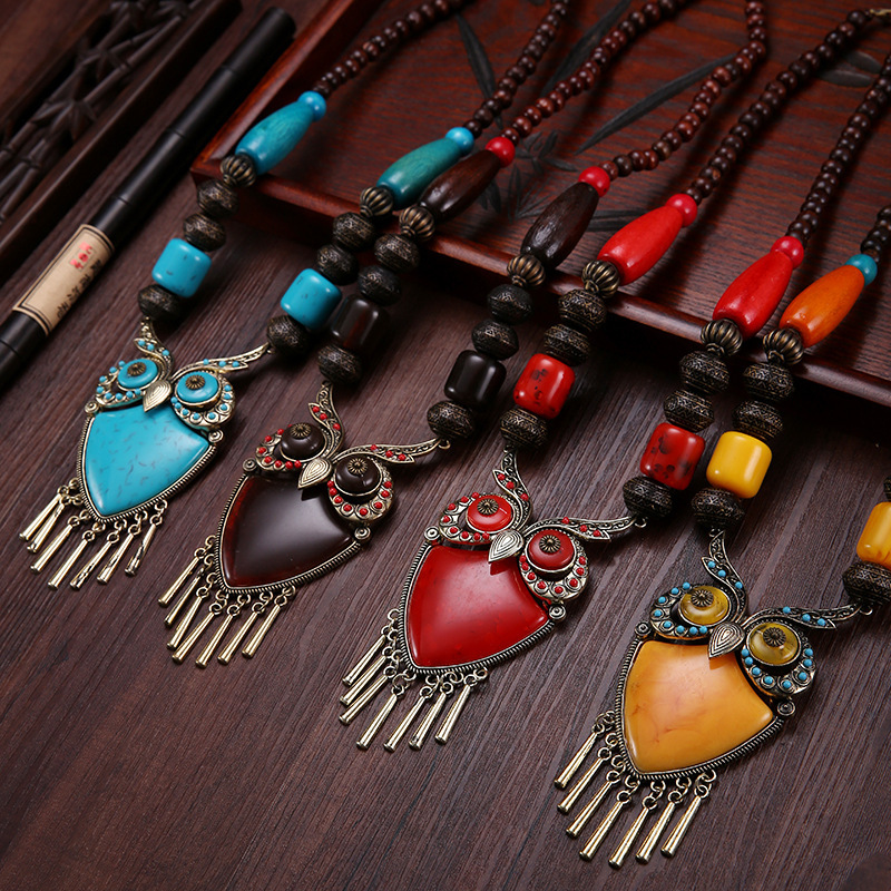 Collier de perles en bois de style ethnique – Image 2