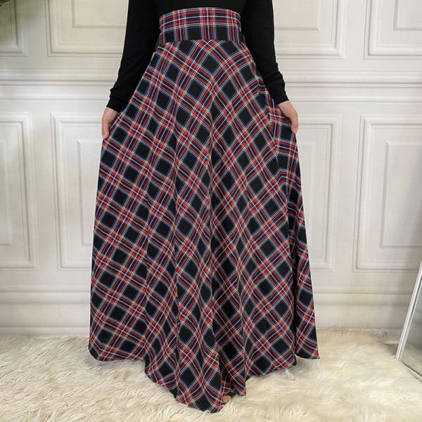 Jupe écossaise amincissante à taille décontractée – Image 9
