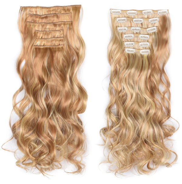 6 pièces. Extensions cheveux pour perruques. Ensemble de cheveux longs bouclés pour femmes