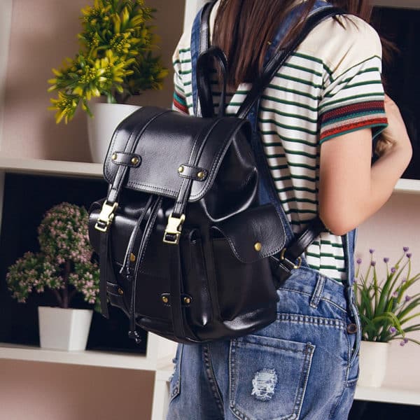 Sac à dos en cuir vintage à la mode pour femmes. Sac à dos de voyage – Image 2