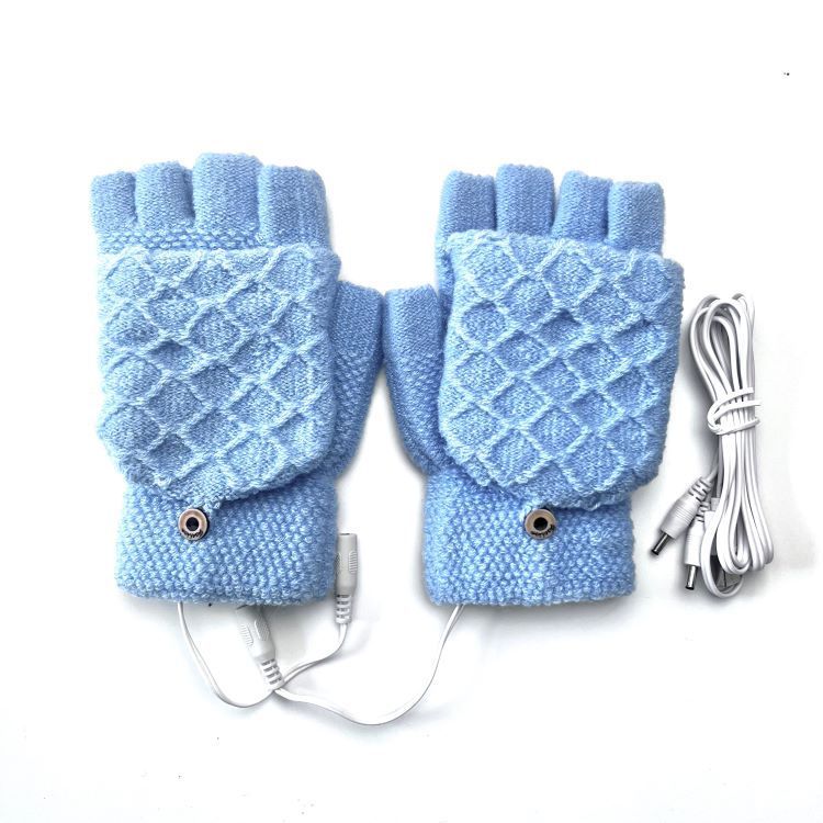 Une paire de gants chauffants électriques demi-doigts tricotés pour hommes et femmes – Image 4