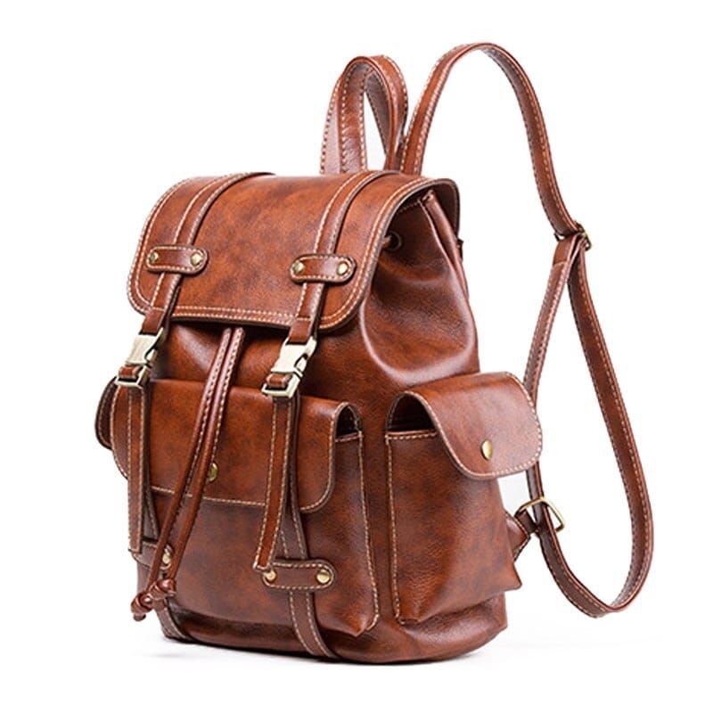 Sac à dos en cuir vintage à la mode pour femmes. Sac à dos de voyage – Image 5