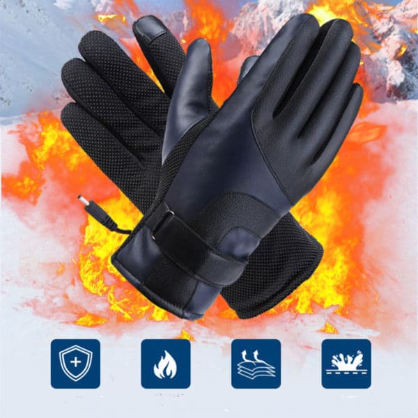 2 pièces. Gants chauffants électriques en cuir à régulation de température à quatre vitesses pour hommes et femmes