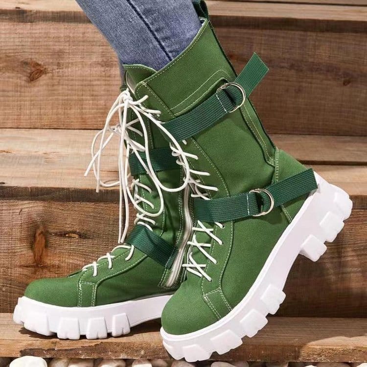 Bottes de plateforme à dentelle pour femmes. Bottes très tendance pour femmes – Image 7