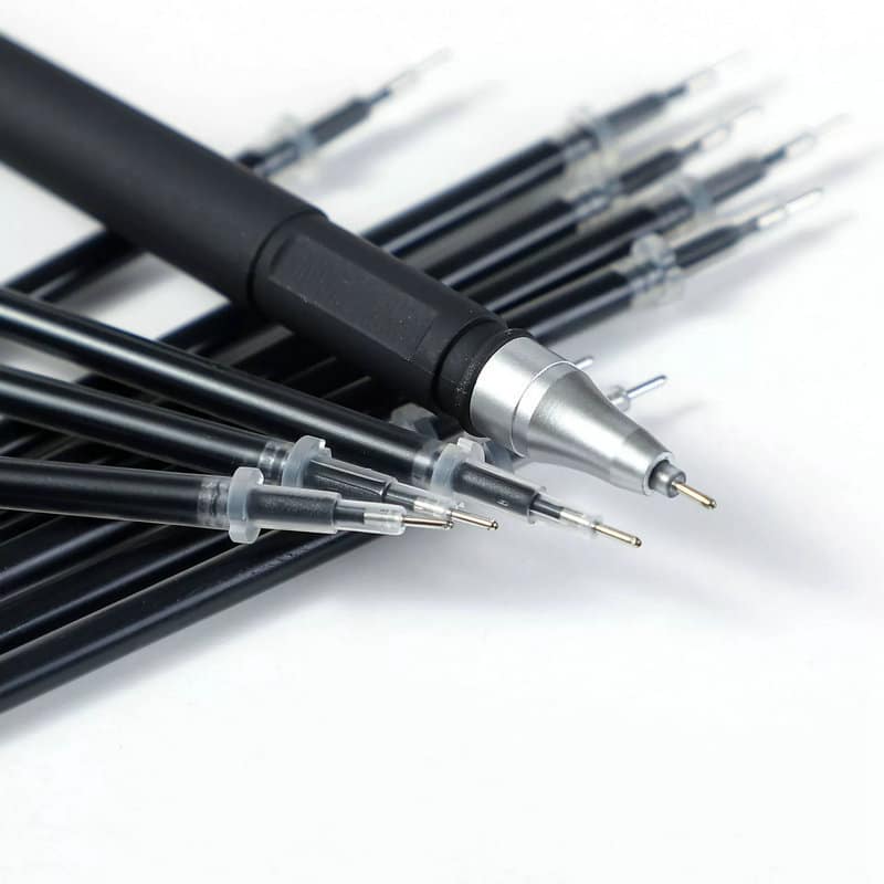 20 pièces et 50 recharges. Stylo seringue noire givrée neutre – Image 3