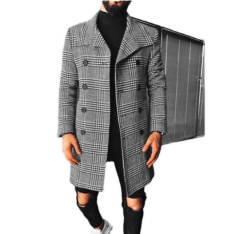 Manteau à revers croisé à carreaux – Image 3