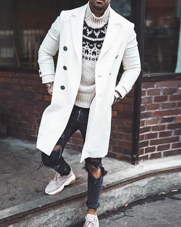 Manteau long en laine pour hommes – Image 3