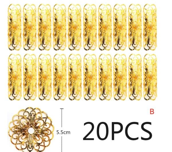 20 pièces. Anneaux ronds ajustables en métal doré pour tubes à cheveux – Image 9