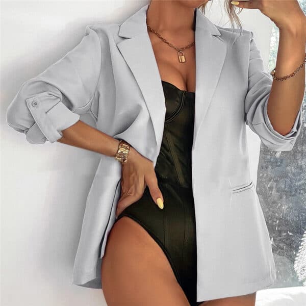 Blazer commuter à couleur unie pour femmes
