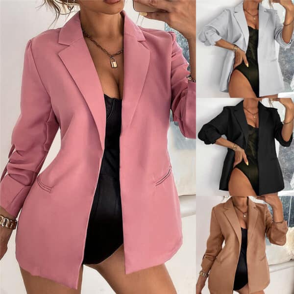 Blazer commuter à couleur unie pour femmes – Image 5