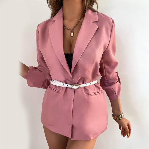 Blazer commuter à couleur unie pour femmes – Image 6