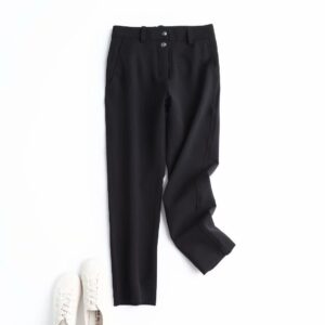 Pantalon décontracté droit à deux boutons pour femmes