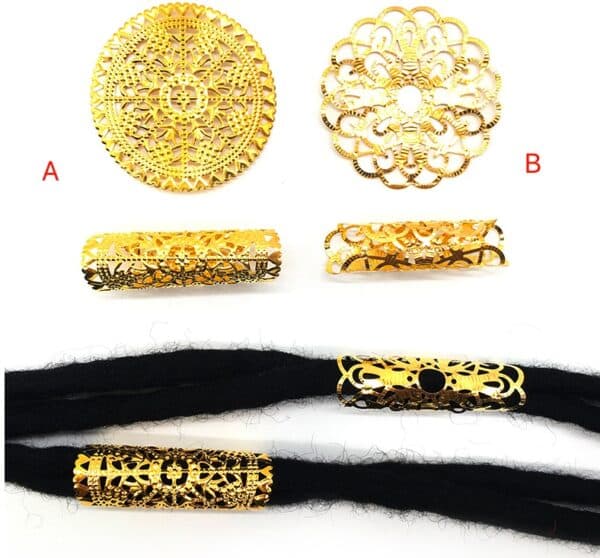 20 pièces. Anneaux ronds ajustables en métal doré pour tubes à cheveux – Image 3