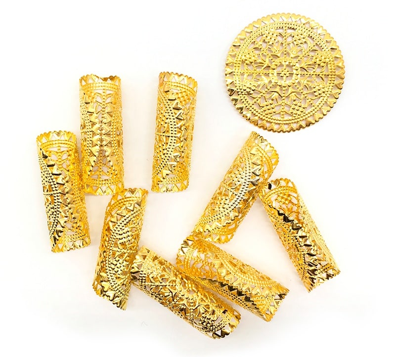 20 pièces. Anneaux ronds ajustables en métal doré pour tubes à cheveux – Image 5