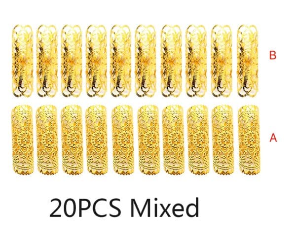 20 pièces. Anneaux ronds ajustables en métal doré pour tubes à cheveux – Image 10