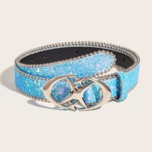 Ceinture argentée avec boucle à paillettes pour femmes