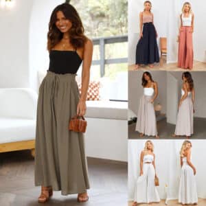 Pantalon large taille haute pour femmes