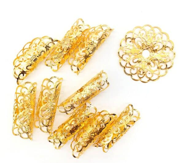 20 pièces. Anneaux ronds ajustables en métal doré pour tubes à cheveux – Image 6