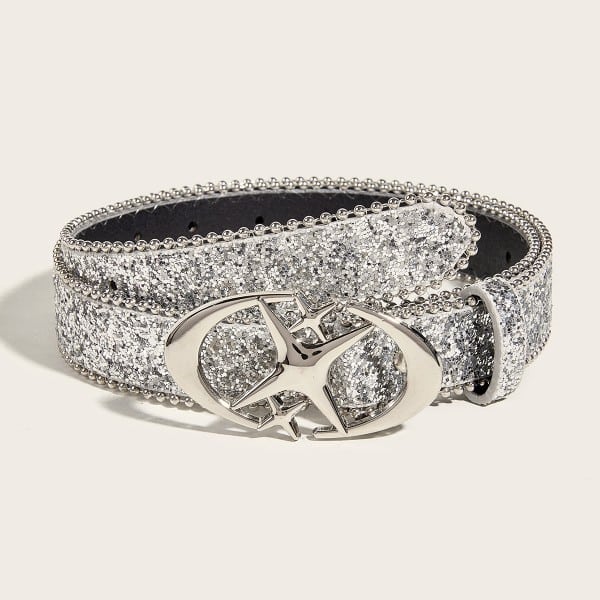 Ceinture argentée avec boucle à paillettes pour femmes – Image 2