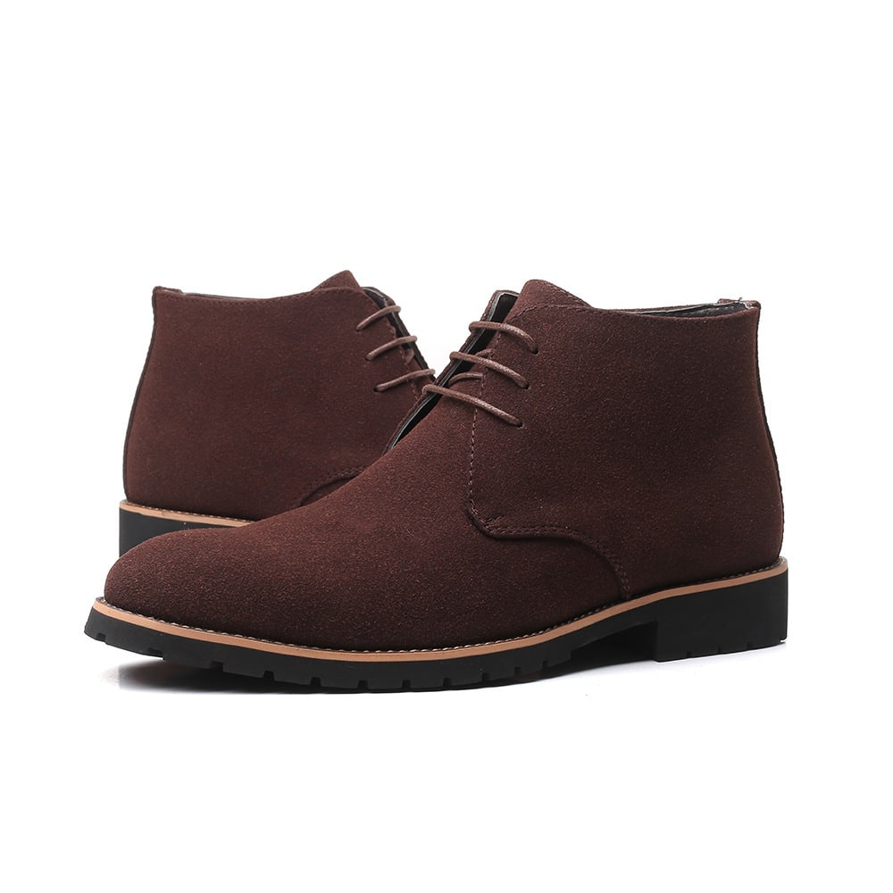 Chaussures en cuir décontractées pour hommes. Bottes en cuir à lacets frontaux à bas talon pour hommes – Image 4
