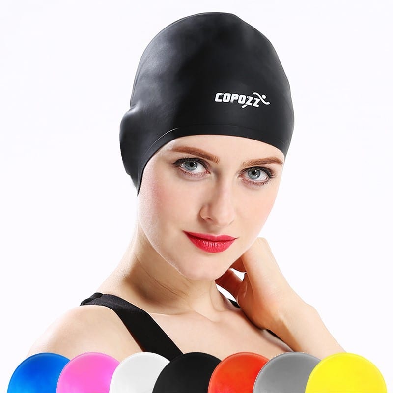 Bonnet de natation en silicone imperméable et élastique. Bonnet de natation couvrant les oreilles et les os de la piscine – Image 4