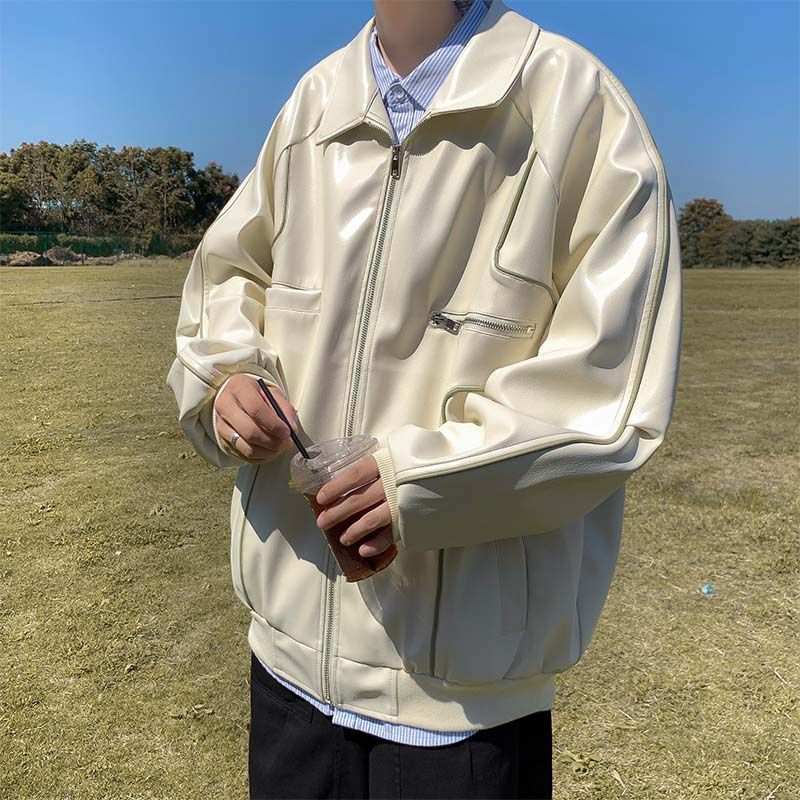 Veste en cuir tendance à la mode pour hommes – Image 6