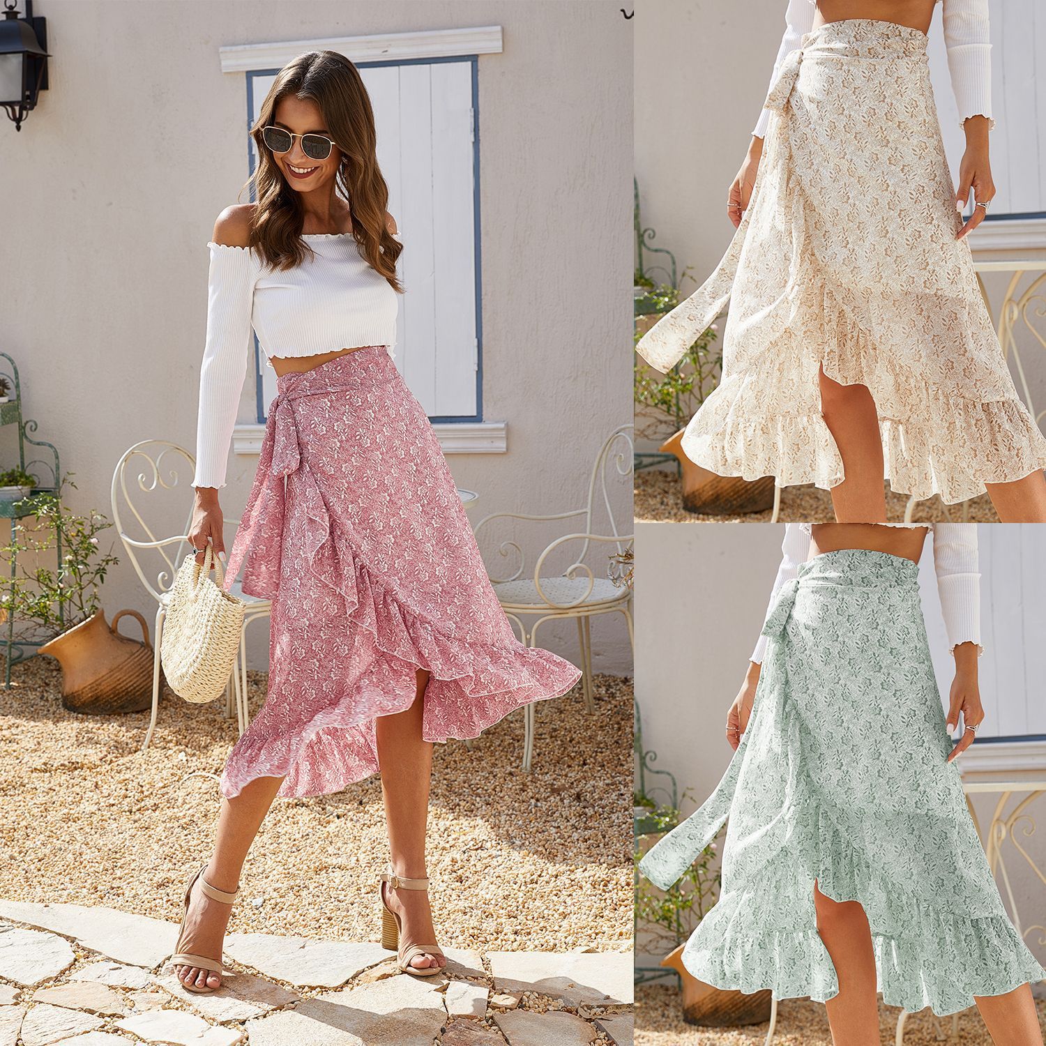 Jupe taille haute en mousseline de soie tendance de mode pour dames – Image 7