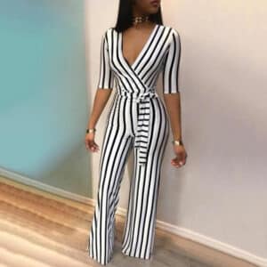 Combinaison rayée élégante à la mode pour femmes