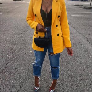 Blazer mi-long à doubles boutonnages pour femmes