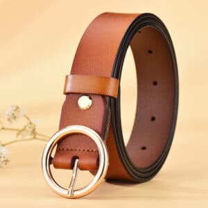 Ceinture en cuir pur à boucle lisse et ronde