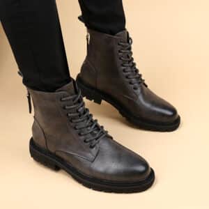 Bottines courtes en cuir à fermeture éclair pour hommes