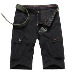 Short cargo de couleur unie en coton décontracté pour hommes