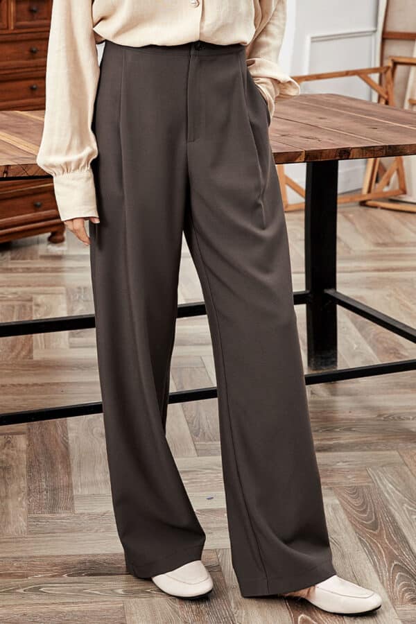Pantalon taille haute à jambes larges pour femmes – Image 2