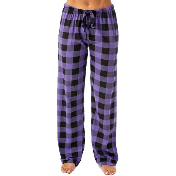 Pantalon style carreaux à cordon imprimé décontracté pour femmes – Image 5