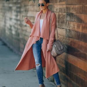 Pardessus tricoté de taille supérieure à la mode longue et tempérée pour femmes