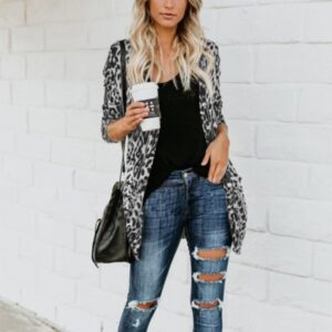 Blazer longues manches imprimé à la mode pour femmes
