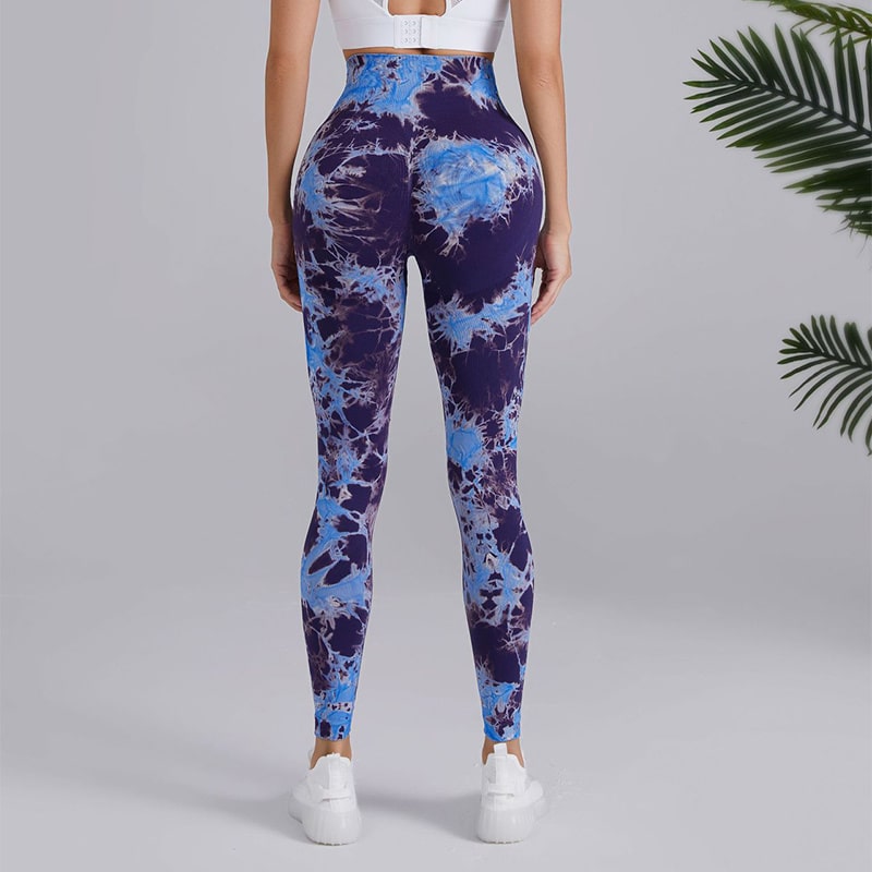 Pantalon de yoga imprimé Tie-dye à taille haute sans couture pour femmes – Image 5
