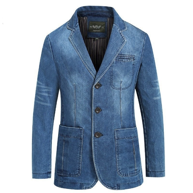Blazer en denim décontracté de mode pour hommes – Image 3