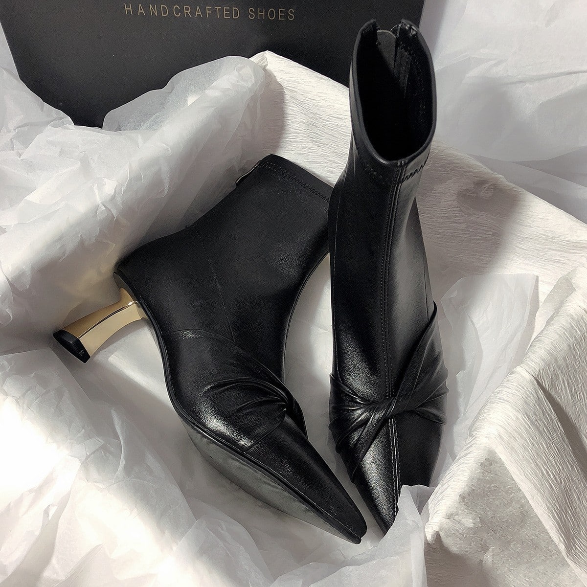 Bottines de cheville élastiques à talons hauts et à nœud de style pour femmes – Image 5